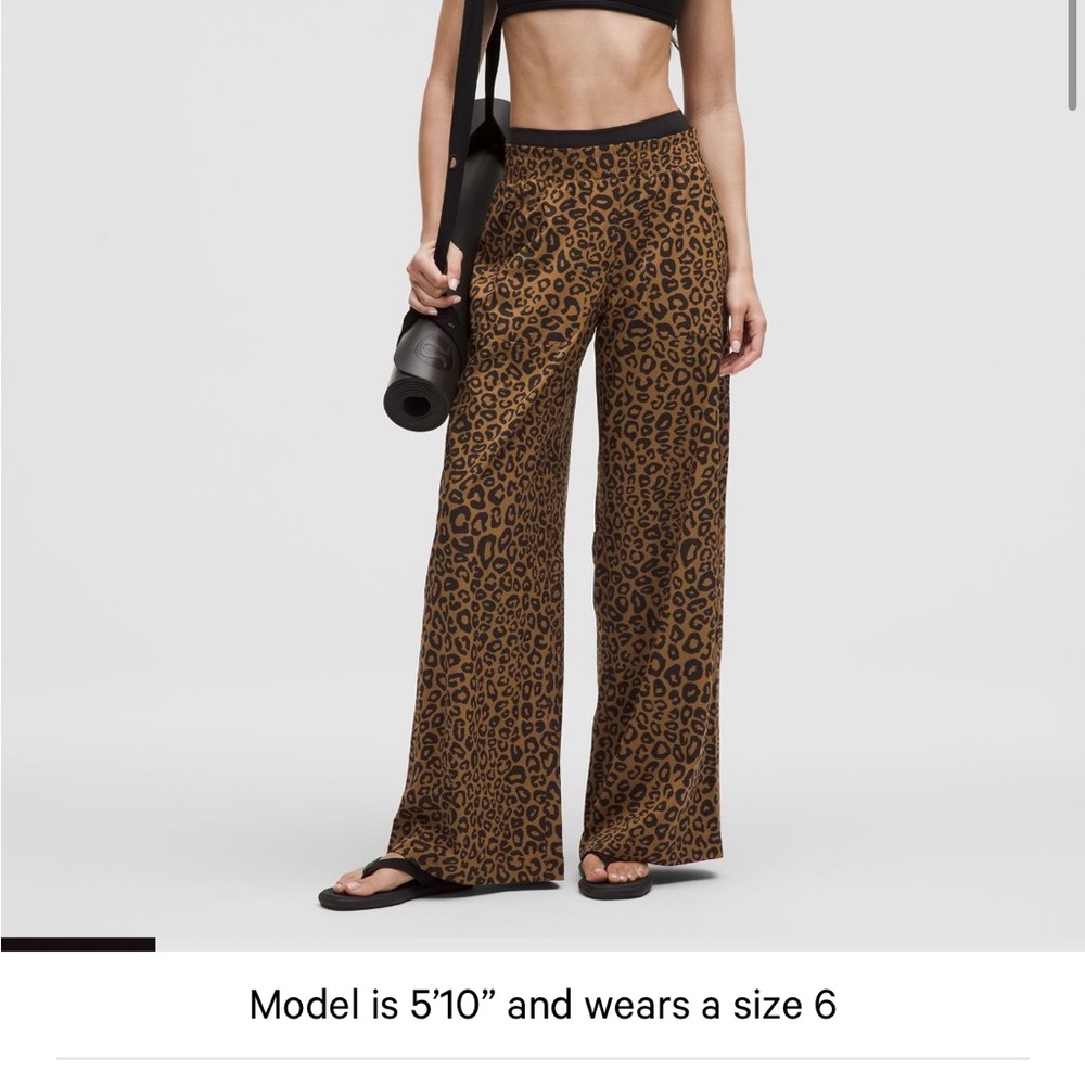 Lululemon Athletica Brown Leopard Wide Leg Pants
